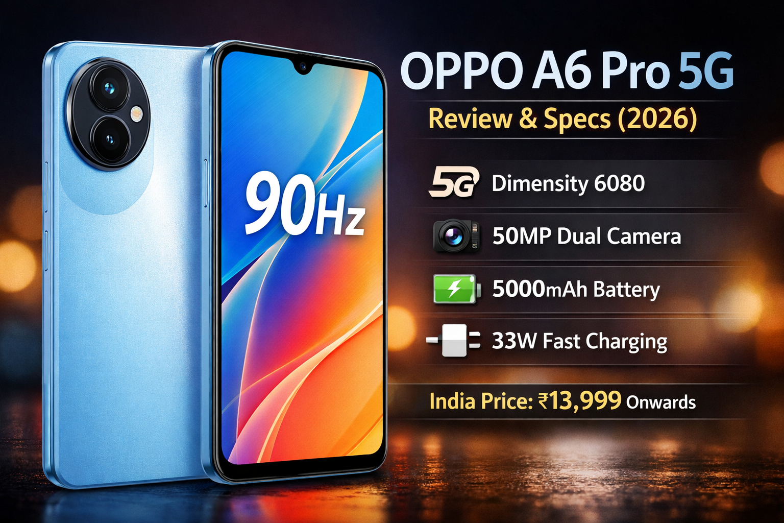 OPPO A6 Pro 5G smartphone showing display and rear camera design
